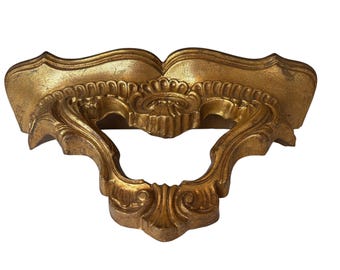 Vintage gilt wood effect gold elaborate shelf wall brackets antique shelves carved wall hanging