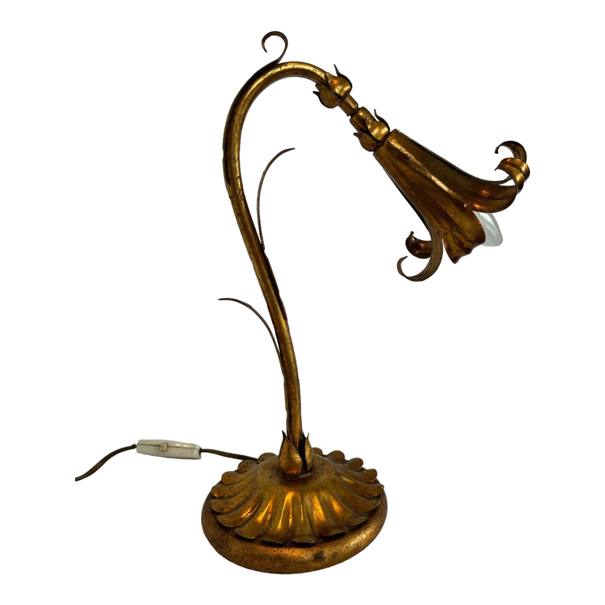 Vintage Gold Lily Flower Side Lamp Table Light Desk Lamp Etsy