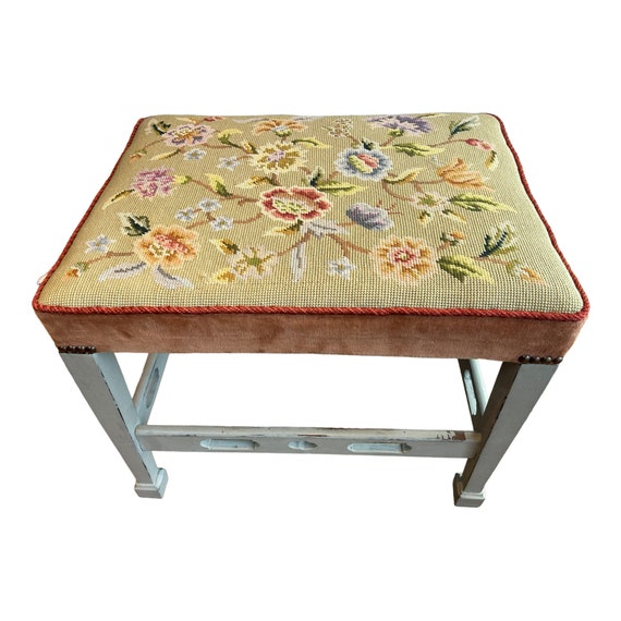 フットスツール　花柄　ヴィンテージ フットスツール 花柄 ヴィンテージ フットスツール