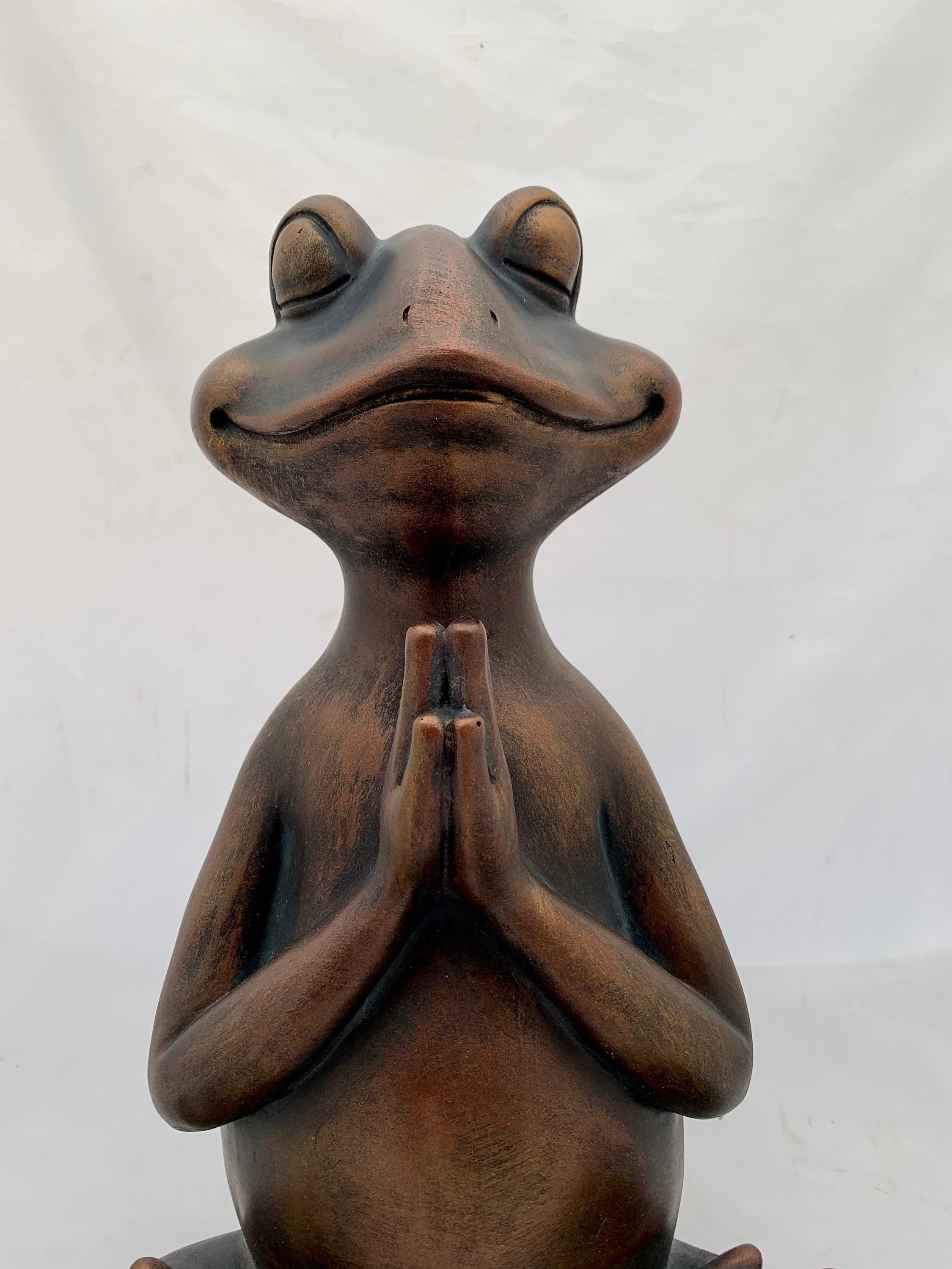 Large Statue Yoga Praying Meditating Bronze Effect Frog Yoga Etsy