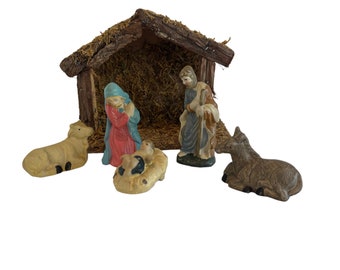 Vintage nativity set Christmas nativity scene Christmas ornament Christmas decoration Christmas keep sane traditional Christ gift