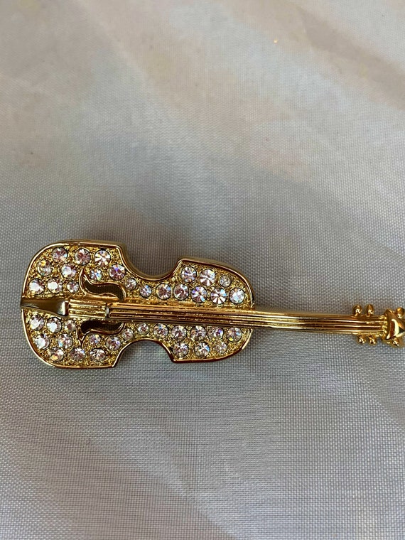 Vintage Style Crystal Violin Brooch | Etsy