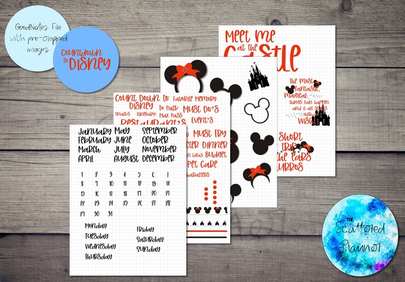Digital Sticker Kit With Goodnotes File Countdown to Disney Etsy