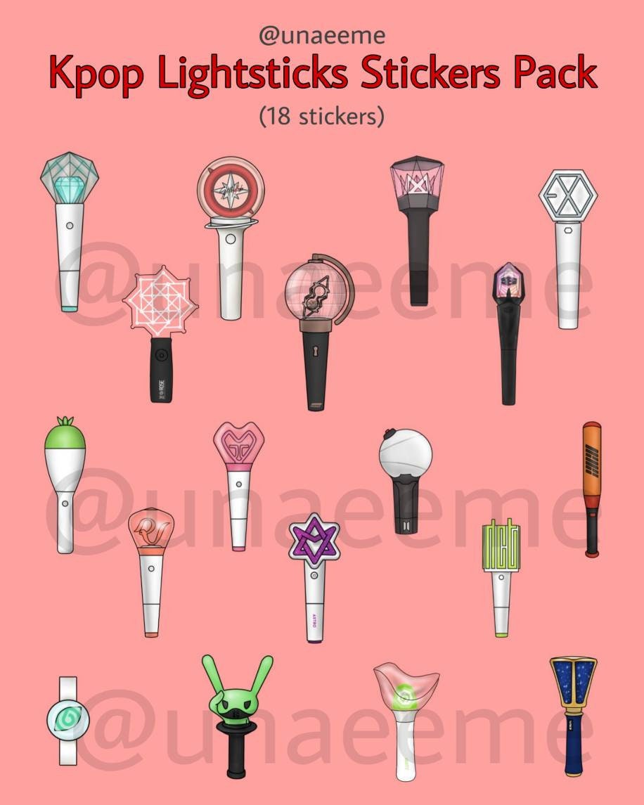Kpop Lightstick Stickers Pack Etsy