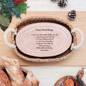 Unique Personalized Christmas Gift For Her Custom Recipe Handmade Bread Warmer Basket Set - New Personalization Option | Exclusively on Etsy