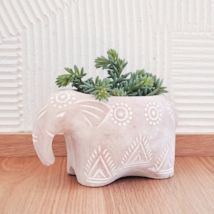 Handmade Terracotta Pot and Planter • Folk Elephant • Plant Pot With Drainage, Succulent Planter, Unique Gardening Gift, Plant Lover Gift