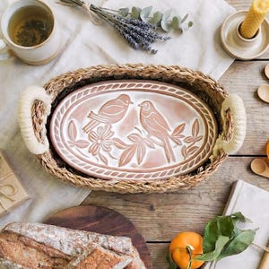 Lovebird Bread Warmer Gift Set with Tea Towel - Unique Housewarming Gift for Her [Lovebird-OV]