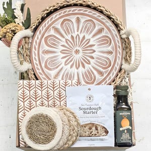 Sourdough Baking Gift Box for Home Baker - Round Terracotta Bread Warmer and Seagrass Basket
