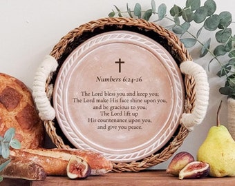 Bible Gift Personalized Christian Gift Unique Housewarming Gift Religious Anniversary Gift Handmade Bread Tortilla Warmer Basket [BIBLE RD]