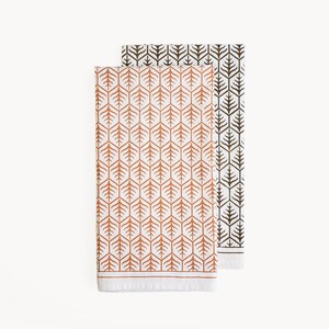 Hand Screen Printed Tea Towel Set of 2 Kitchen Towel, Dish Towels, Kitchen Linens, Bread basket Liner, Gift for Housewarming image 6