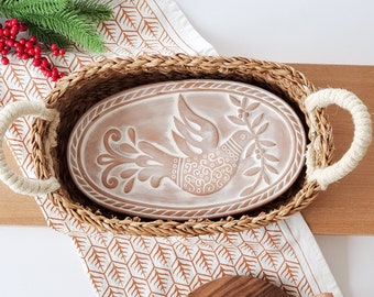 Holiday Gift Unique Christmas Gift Ideas Hostess Gift Thank You Handmade Gift Basket Friend Gift for Mom Bread Warmer Basket [Bird/OV]