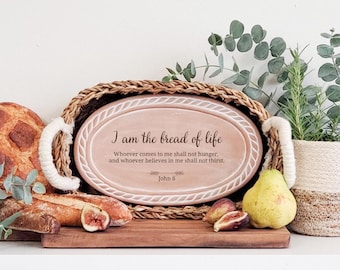 I Am The Bread Of Life Bible Gift Personalized Christian Gift Housewarming Gift Communion Religious Gift Bread Warmer Basket [BIBLE OV]