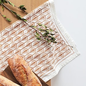 Hand Screen Printed Tea Towel Set of 2 Kitchen Towel, Dish Towels, Kitchen Linens, Bread basket Liner, Gift for Housewarming image 3