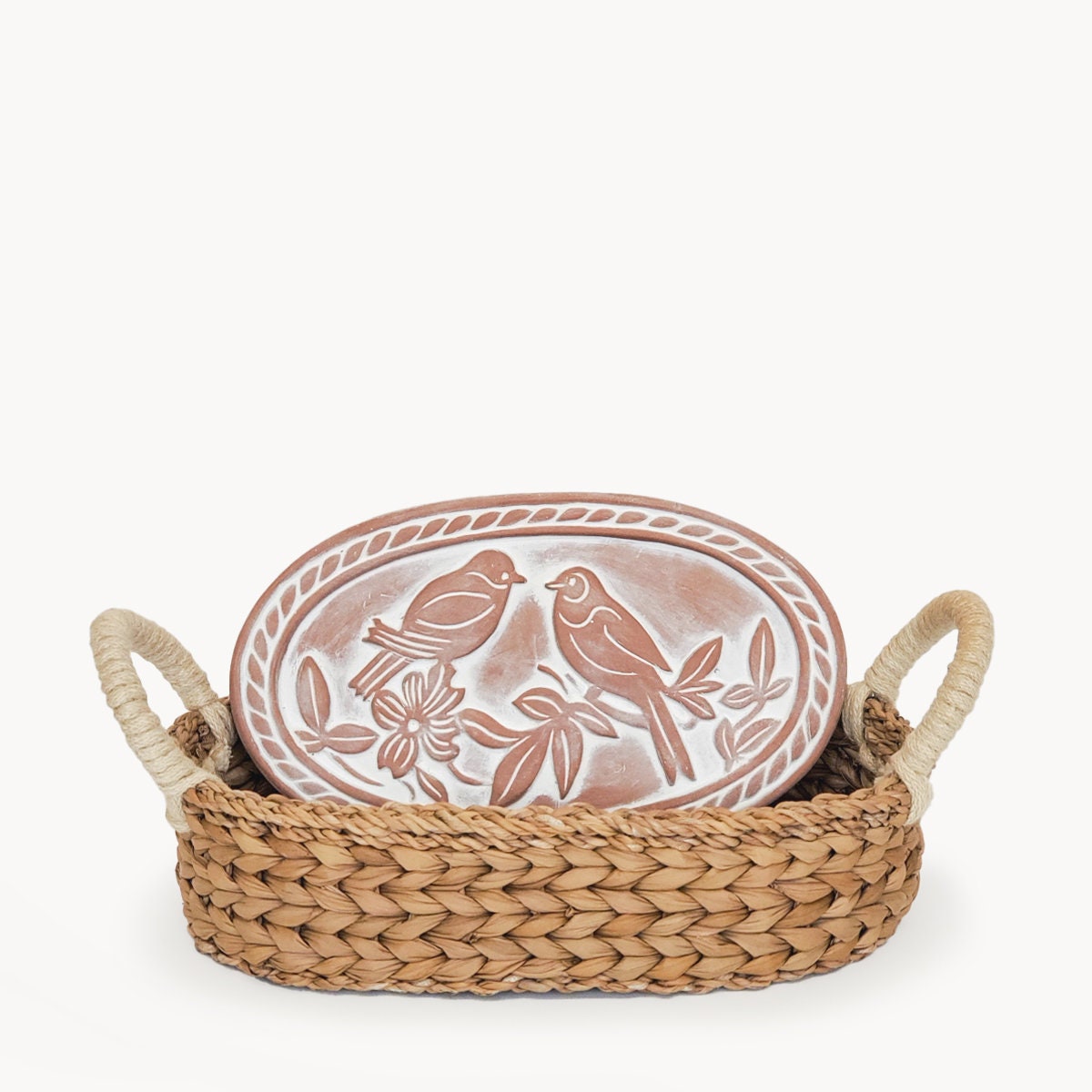 Handmade Bread Warmer Set: Terra Cotta Stone & Wicker Basket - Etsy