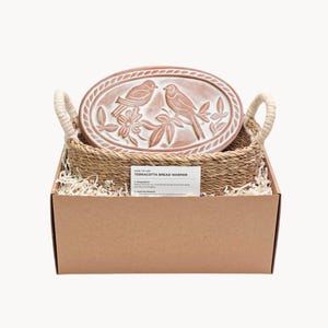 Lovebird Bread Warmer Gift Set with Tea Towel - Unique Housewarming Gift for Her [Lovebird-OV] No Add-On