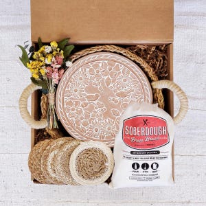 Caja de regalo navideña con calentador de pan de terracota, cesta para pan y surtido artesanal - Regalo ideal para anfitriones en estas fiestas. Garden