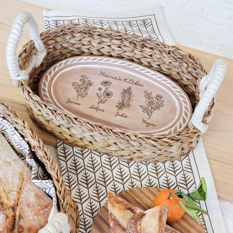 GiftShopByKORISSA Birth Flower Bread Warmer and Tea Towel - Thumbnail 3