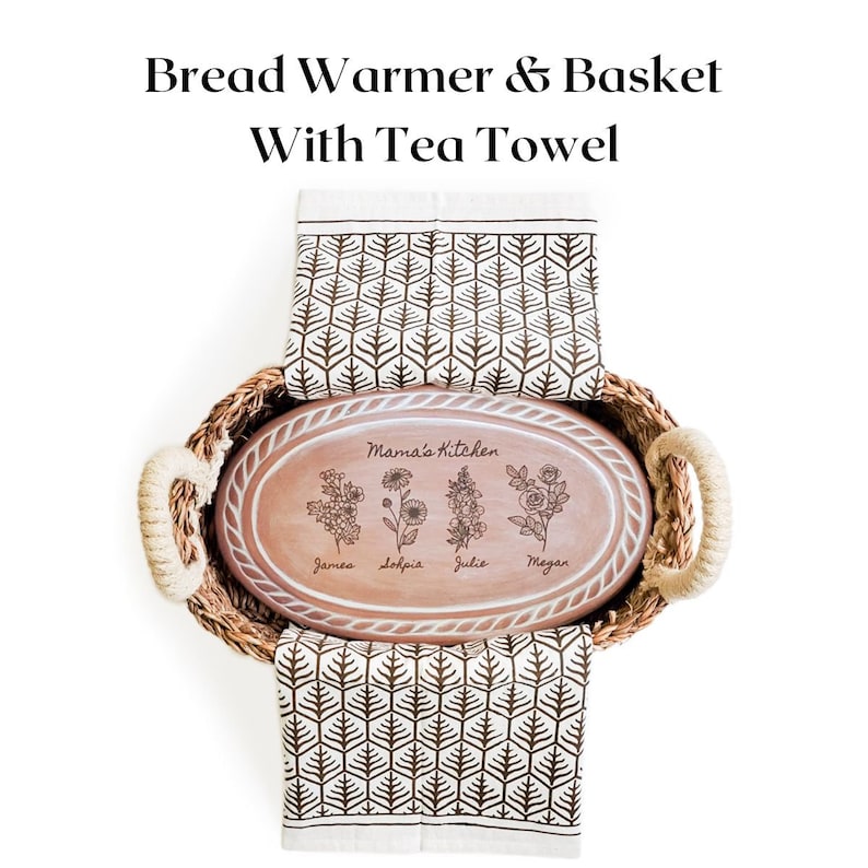 GiftShopByKORISSA Birth Flower Bread Warmer and Tea Towel - Thumbnail 3