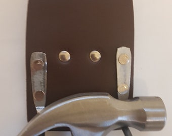 Heavy Duty Scaffold Brown Leather Hammer Holder Steel Saddle 4 Scaffolding Tool Belt Easy Fit
