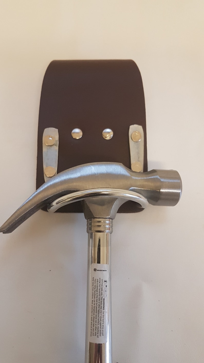 Heavy Duty Scaffold Brown Leather Hammer Holder Steel Saddle 4