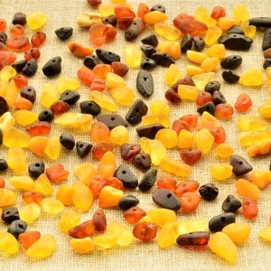 RAW Natural Amber Beads 5-200 Grams Chip Beads (4-7mm) Jewelry Supplies Beads, Baltic Amber Beads, Mixed Color Beads