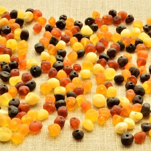 Raw Natural Amber Beads BQ 80-120 Psc (10 Grams) Small Beads (4-6mm) Jewelry Supplies Beads, Baltic Amber Mixed Colors
