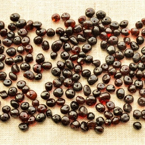 Natural Amber Beads BQ 80-120 Psc (10 Grams) Small Beads (4-6mm) Jewelry Supplies Beads, Baltic Amber Beads, Polished Cherry Color
