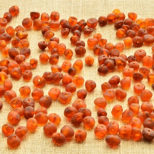 Raw Natural Amber Beads BQ 80-120 Psc (10 Grams) Small Beads (4-6mm) Jewelry Supplies Beads, Baltic Amber Cognac Color