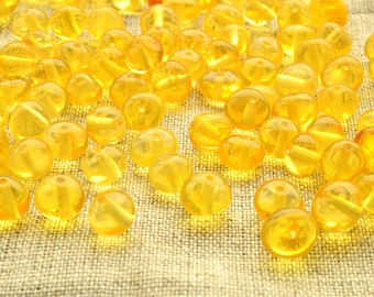 Natürliche Baltische Bernstein Perlen BQ 80 Psc (10 Gramm) Große Perlen (6-7 mm) Schmuck Zubehör Perlen, Baltic Amber Lemon Farbe