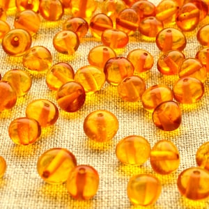 Natural Baltic Amber Beads BQ 80 Psc (10 Grams) Big Beads (6-7mm) Jewelry Supplies Beads, Baltic Amber Honey Color