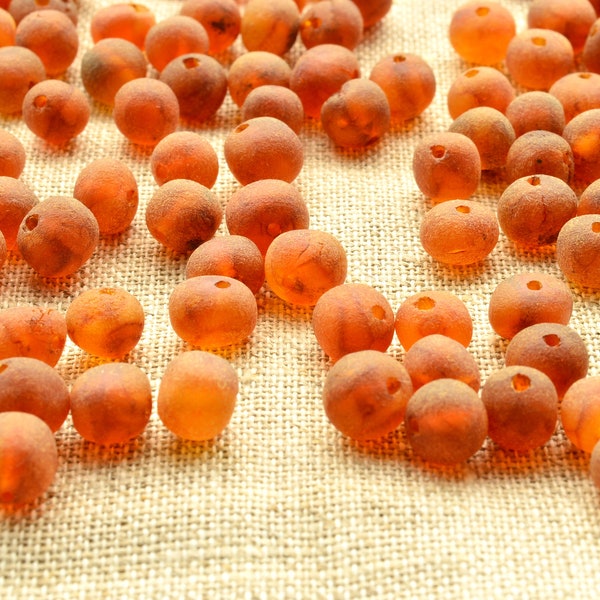 Perles d’ambre baltes naturelles brutes BQ 80 psc (10 grammes) Grosses perles (6-7mm) Fournitures de bijoux Perles, couleur de cognac ambré baltique