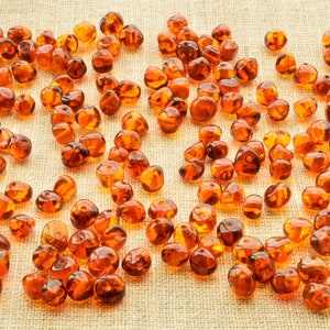 Natural Amber Beads BQ 80-120 Psc (10 Grams) Small Beads (4-6mm) Jewelry Supplies Beads, Baltic Amber Beads, Polished Cognac Color