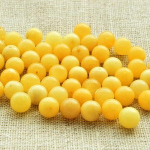 Loose Amber Beads Rounded 6mm 5-100 Pcs Jewelry Supplies Loose Beads, Baltic Amber Stones, Polished Yolk beads