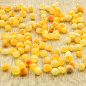 Natural Amber Beads BQ 80-120 Psc (10 Grams) Small Beads (4-6mm) Jewelry Supplies Beads, Baltic Amber Beads, Polished Yolk Color
