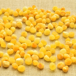 Raw Natural Amber Beads BQ 80-120 Psc (10 Grams) Small Beads (4-6mm) Jewelry Supplies Beads, Baltic Amber Yolk Color