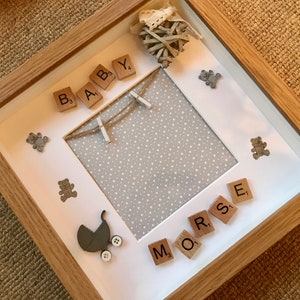 Luxury Handmade, Bespoke, Personalised Scrabble  Baby Scan, Baby Boy, Baby Girl Photo Box Frame