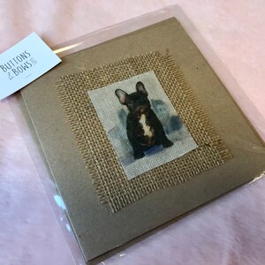 Carte de voeux faite main pour chien bouledogue français