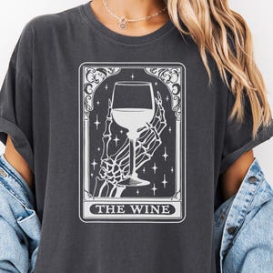 Skeleton Hand Wine Tarot T-Shirt: Gothic Halloween Tee