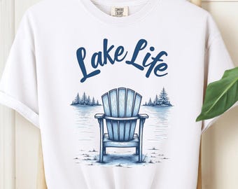 Lake Life-print T-shirt: Scenic Chair Design