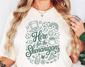 Funny St Patricks Day Shirt: Shenanigans Top, Irish T-Shirt or Sweatshirt