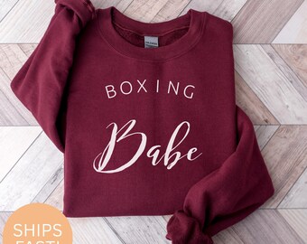 Boxing Babe Sweatshirt : Weiche Baumwolle Gym Workout Top