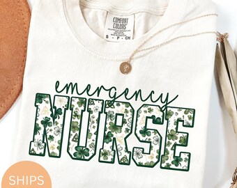 Lucky ER Nurse St Patricks Day Shirt, Emergency Department Design