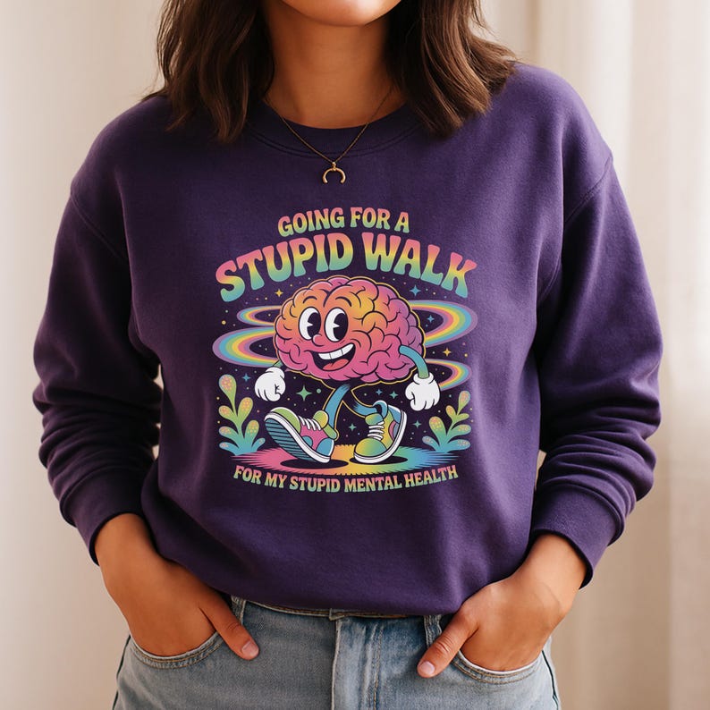 Funny Stupid Walk T-shirt of T-shirt geestelijke gezondheid: zelfzorgshirt, cadeaus neurodiversiteitsbewustzijn afbeelding 2