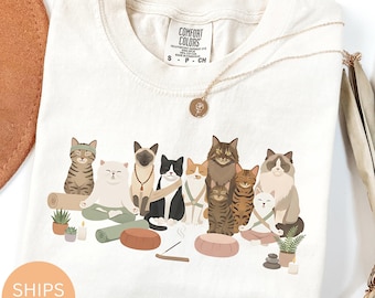 Yoga Cats T-Shirt or Sweatshirt: Cat Lover Yogi, Zen Animal Shirt, Funny Yoga Tee