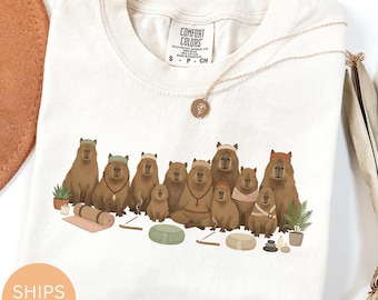 Capybara Yoga T-Shirt or Sweatshirt: Meditation Tee, Zen Animal Design, Yogi Shirt