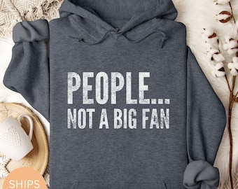 Hoodie met grappige mensen geen grote fan: introvert sarcastisch grafisch sweatshirt