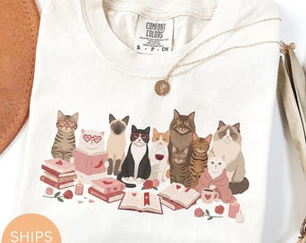 Cat Lover Reading T-Shirt or Sweatshirt: Bookish Design, Reader Gift, Smut Reader