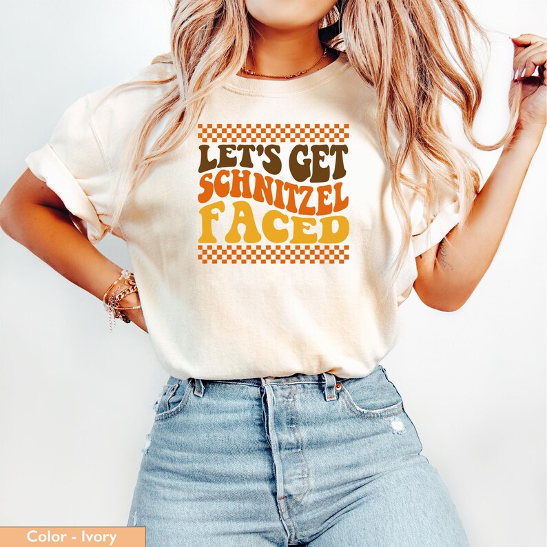 Funny Oktoberfest Shirt, Let's Get Schnitzel Faced Tee, German Party Shirt, Bavarian Festival Top, Cute Graphic Tee, Unisex Shirt