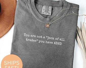 Funny ADHD T-Shirt: Neurodiversity Pride, Vintage Typewriter Quote