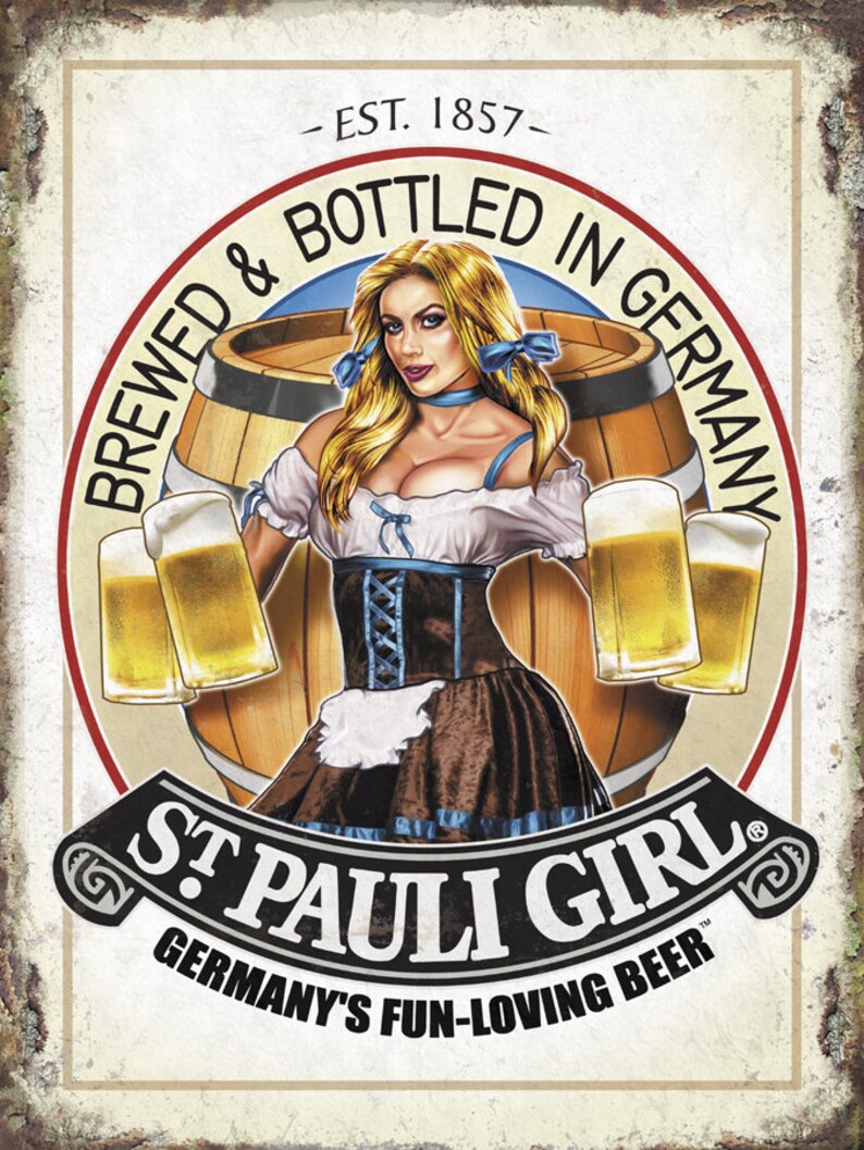 St. Pauli Girl Beer Tin Sign Etsy
